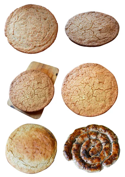 Jídlo Plochý Chleba Domácí Klobása — Stock fotografie