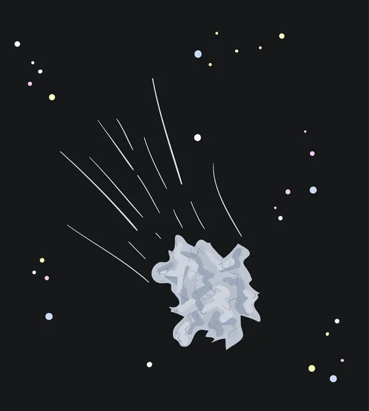 Météorite Volant Parmi Les Étoiles Dans Espace Illustration Vectorielle — Image vectorielle