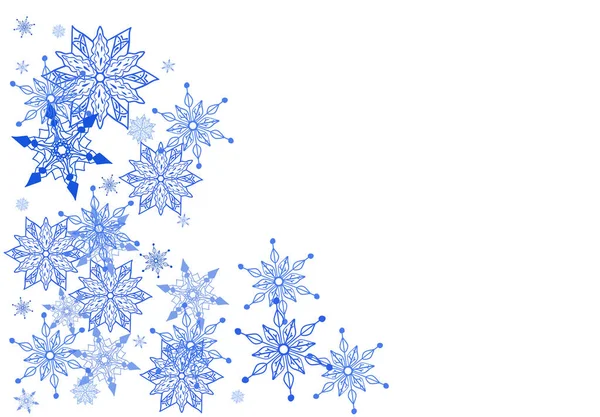 Winter Achtergrond Verstrooiing Van Verschillende Sneeuwvlokken Vectorillustratie — Stockvector