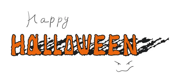 Texto Espeluznante Feliz Halloween Con Una Sonrisa Siniestra Dibujos Animados — Vector de stock