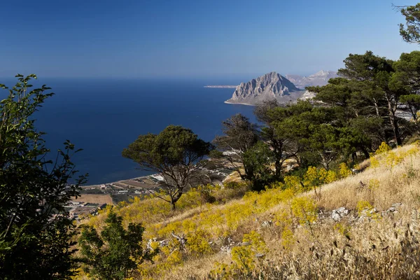 Τοπίο Monte Cofano Όρος Cofano Καλοκαίρι Σικελία Ιταλία — Φωτογραφία Αρχείου