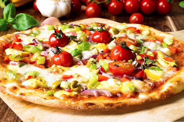 Sebzeler Taze Yapımı Pizza Stok Resim