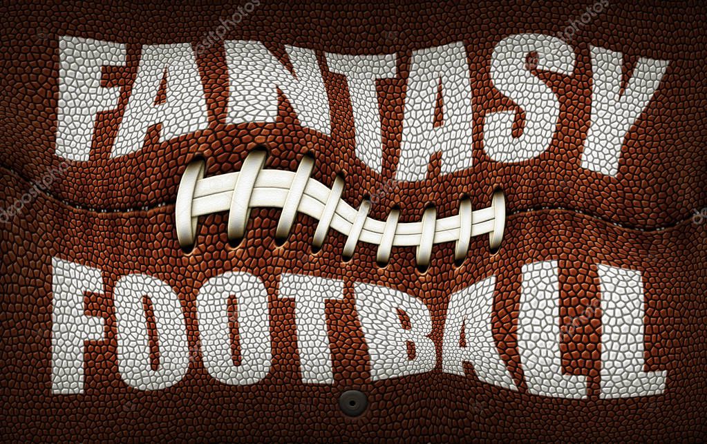 The words Fantasy Football created in white on top of a flattened Football. Twisted and Distorted. 3D Illustration