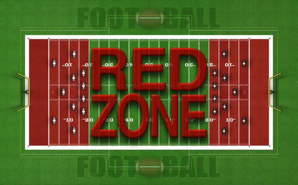 Top View of Football Field Showing Red Zones ��� 3D Illustration — ストック写真