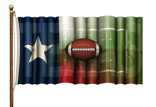 Bandiera Texas fusa con il campo di football americano e il football americano — Foto Stock