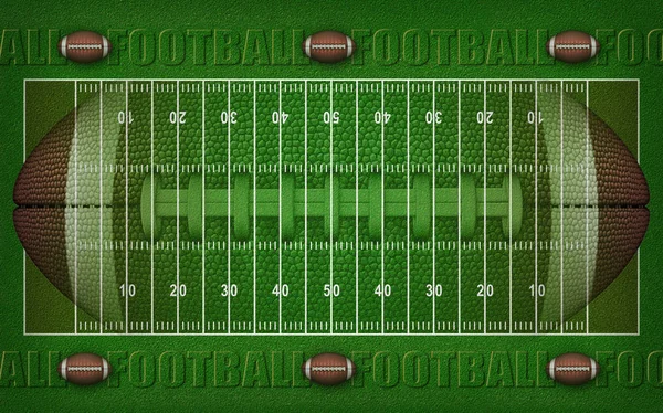 American Football Feld Design mit Bällen Rand � � � � 3D Illustration — Stockfoto