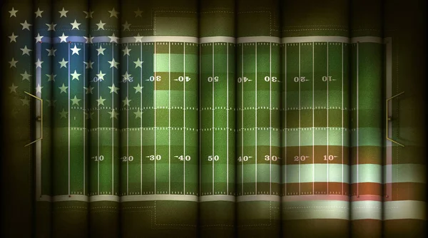 American Football Field en de United States Flag Composite — Stockfoto