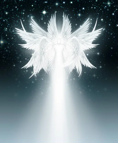 Anjo de asas múltiplas no céu noturno Fotografias De Stock Royalty-Free