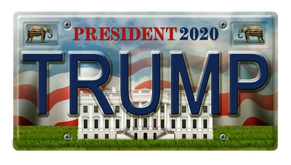 Rendszámtábla Donald Trumpot Támogatja 2020 Elnökválasztás Jelöltjeként Beleértve Vágási Útvonalat — Stock Fotó