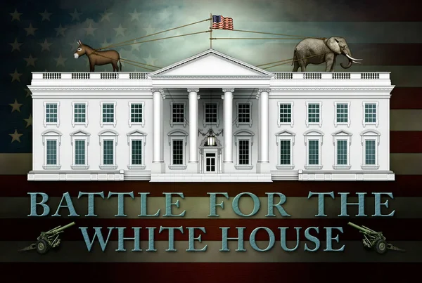 Banner Titled Battle White House Includes Flag Background Two Artillery — Stock Photo, Image