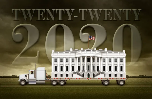 White House Flat Bed Truck Twenty Tewnty 2020 백악관 트럭타고 — 스톡 사진