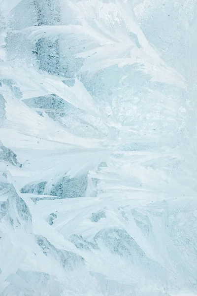 Janela Inverno Congelado Matizado Cor Azul Textura Fundo — Fotografia de Stock
