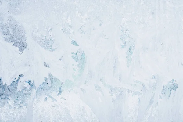 Padrão Congelado Vidro Janela Inverno Matizado Azul — Fotografia de Stock