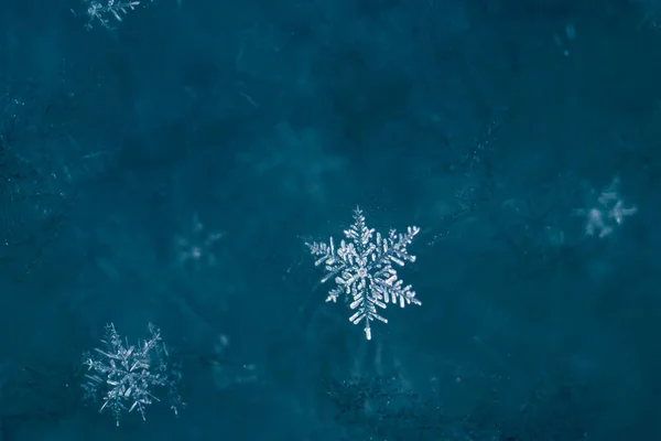 Ano Novo Natal Abstrato Fundo Gelado Nevado Com Flocos Neve — Fotografia de Stock
