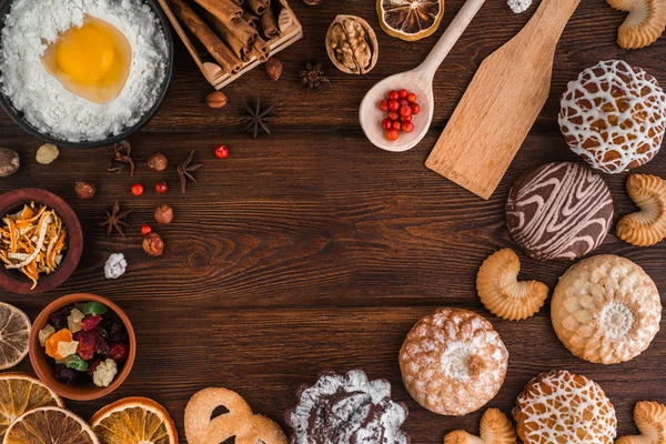 Fondo Concepto Panadería Navidad Bodegón Acogedor Con Juego Panadería Galletas — Foto de Stock