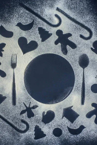 Yeni Yıl ve Noel tatili menü konsepti. Un tozu cin