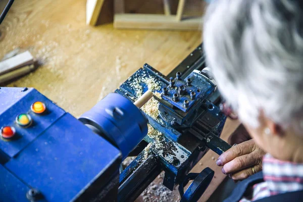 Top view of wooden lathe — Stock Photo, Image