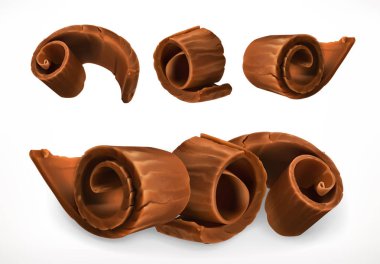 Chocolate shavings. 3d realistic vector icon clipart