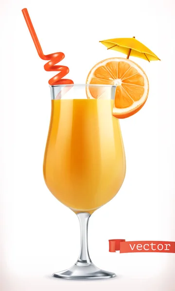 鸡尾酒尾橙 3D矢量图标 — 图库矢量图片