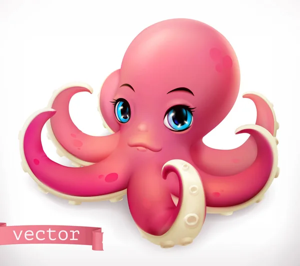 Divertido Pulpo Icono Vector — Vector de stock