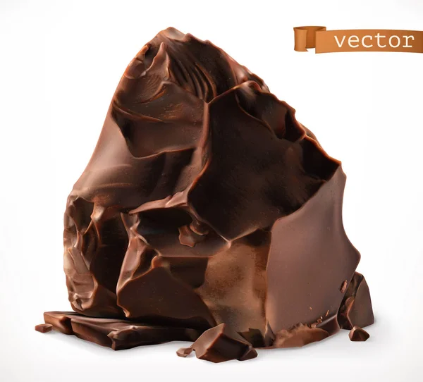 Trozos Chocolate Negro Icono Vector Realista — Archivo Imágenes Vectoriales