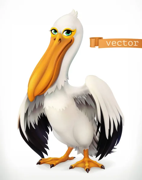 Pelícano Gracioso Icono Vector — Vector de stock