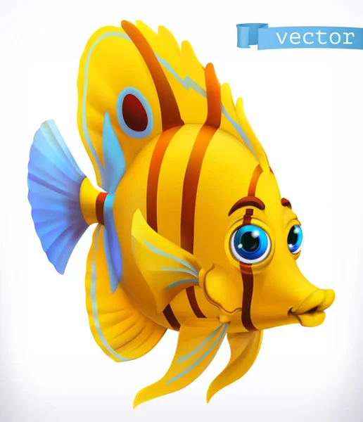 Peces Tropicales Graciosos Icono Vector — Vector de stock