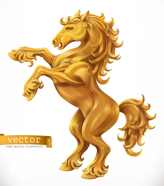 Кінь Золота Емблема Векторна Піктограма — стоковий вектор