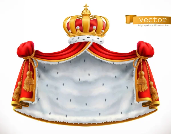 Королевская Мантия Корона Трехмерный Вектор — стоковый вектор