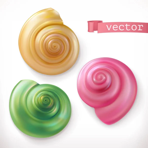 Shells Snails Vector Icon Set — Stock Vector