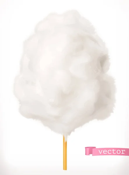 Dulces Algodón Blanco Nubes Azúcar Vector Icono — Vector de stock