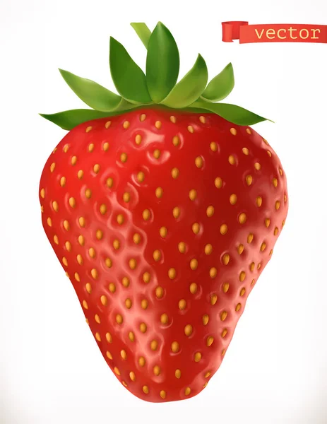 Strawberry Fresh Fruit Realistic Vector Icon — Stock Vector