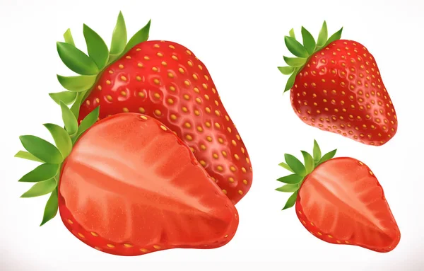 Fraise Des Fruits Frais Icône Vectorielle Réaliste — Image vectorielle