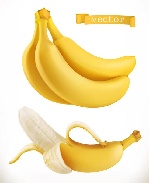 バナナ 新鮮なフルーツ 現実的なベクトルのアイコン — ストックベクタ