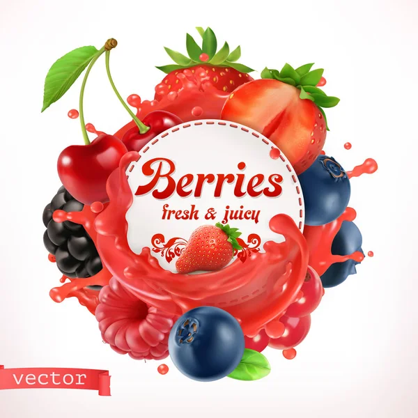 Berries Vector Label — Stock Vector