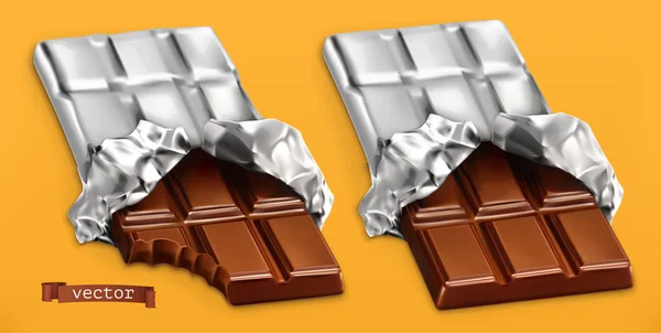 Barras Chocolate Vetor Realista — Vetor de Stock
