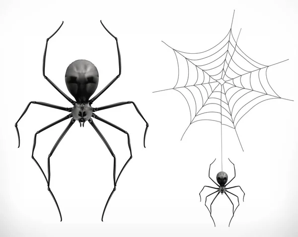Araña Realista Halloween Icono Vector — Archivo Imágenes Vectoriales