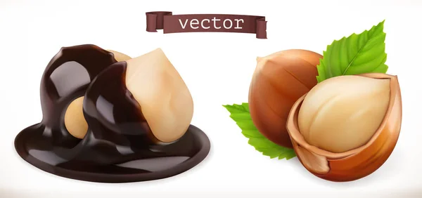 Noisette Chocolat Icône Vectorielle Réaliste — Image vectorielle