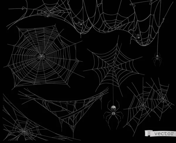 Spinnenweb Vectorset Van Elementen — Stockvector