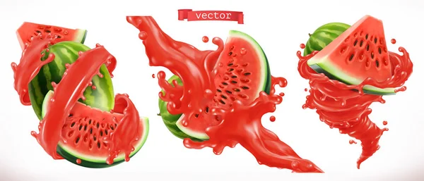 Succo Anguria Frutta Fresca Icona Vettoriale Realistica — Vettoriale Stock