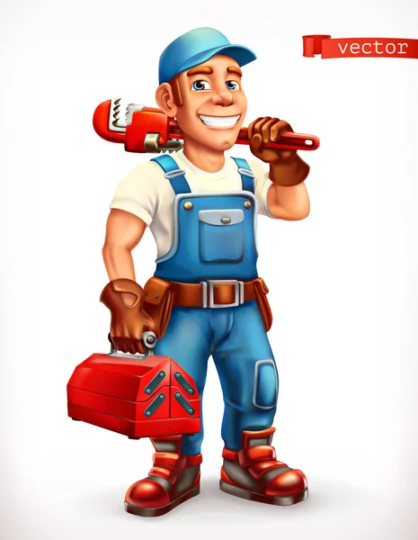 Worker Repairman Cheerful Character Vector Icon — Stock Vector