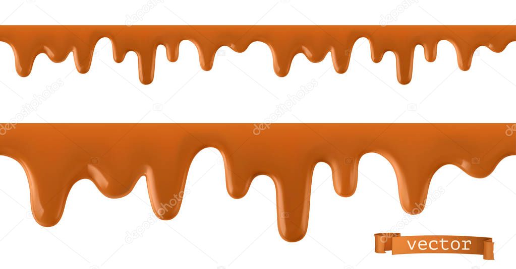 Caramel flows. Seamless pattern. 3d vector