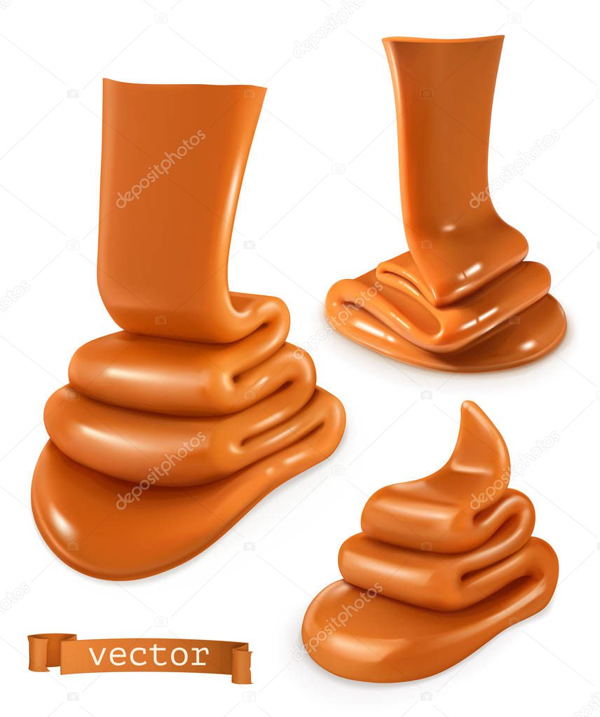 Caramel 3d vector on white background