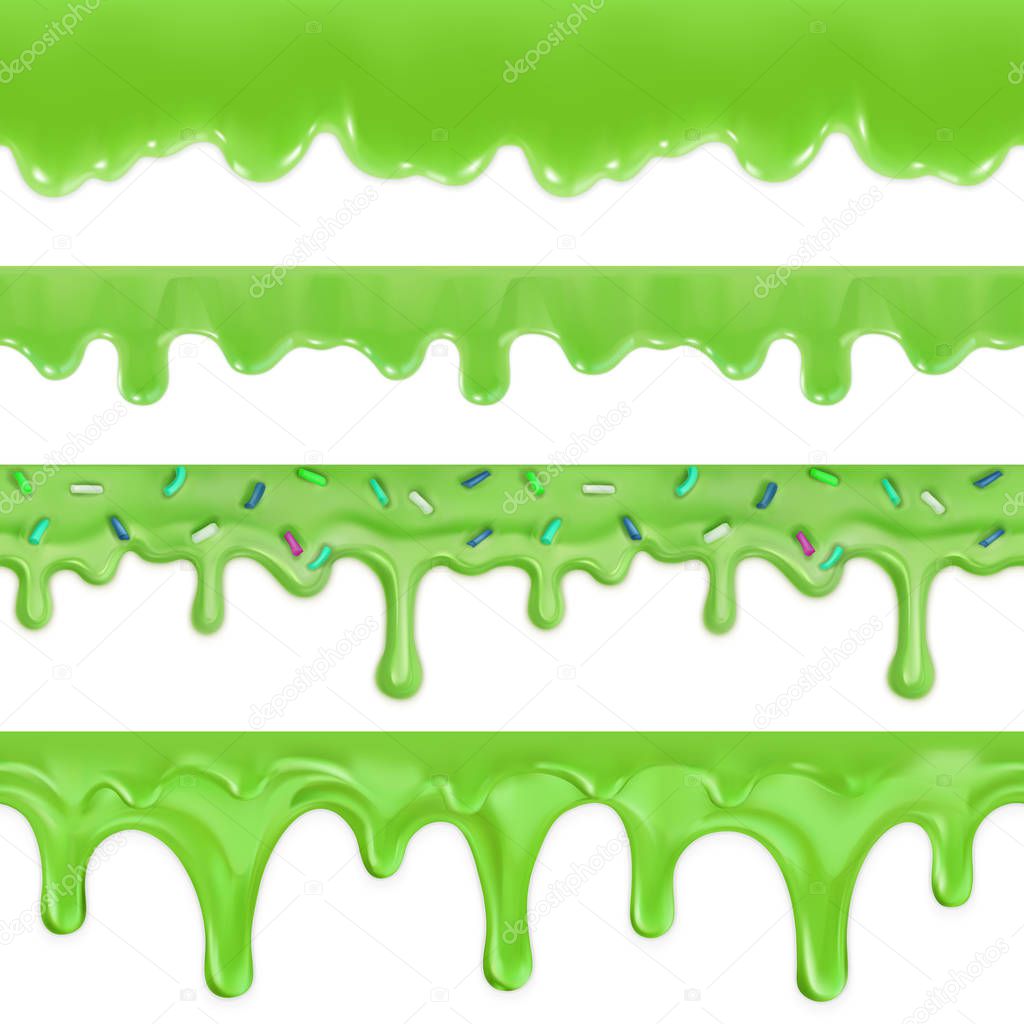 Green slime. Halloween seamless pattern. 3d vector set
