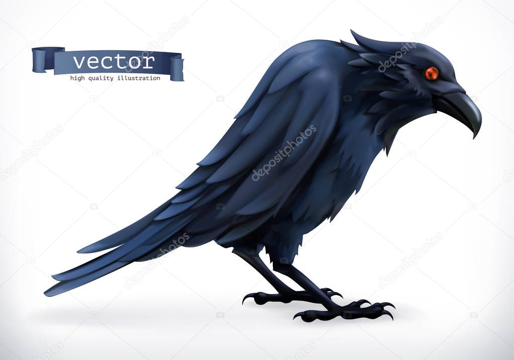 Raven. Happy Halloween 3d vector icon