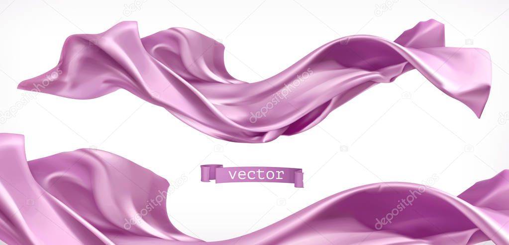 Violet curtain. Fabric 3d realistic vector