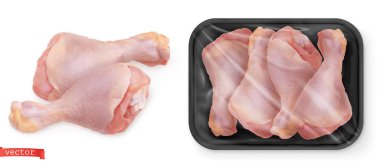 Tavuk budu. Taze et paket. Gıda 3B vektör gerçekçi