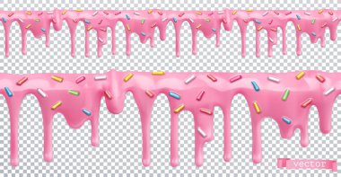 Doughnut glaze. Sweet cream. Seamless pattern. 3d realistic vector clipart