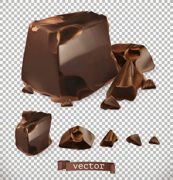 초콜릿 조각, 3d 벡터 세트 — 스톡 벡터