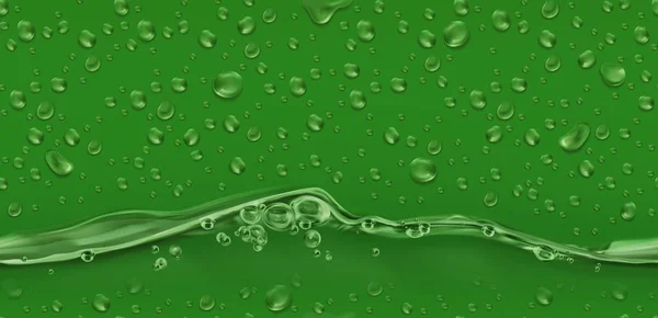 Gotas. Patrón verde sin costuras. 3d vector realista — Vector de stock